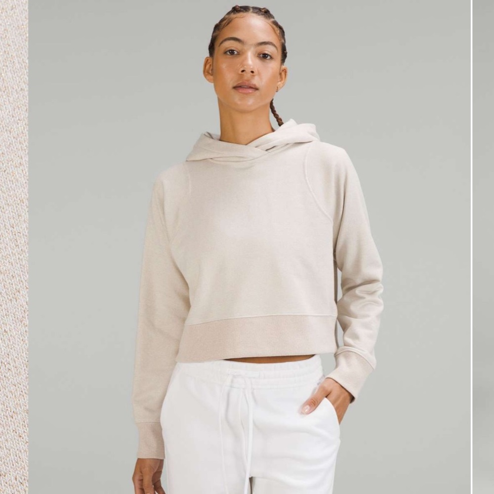 Lululemon Loungeful Cropped Hoodie Sparkle in Bone/Beige size 8